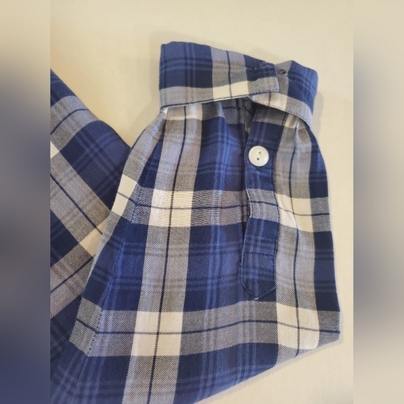 Madewell blue & white plaid half buttoned long sleeve shirt top blouseSz-S P16 - Picture 9 of 10